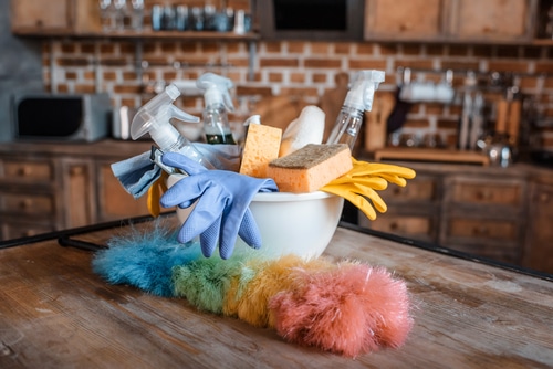 Cleaning supplies on the table - Toronto Maids Services