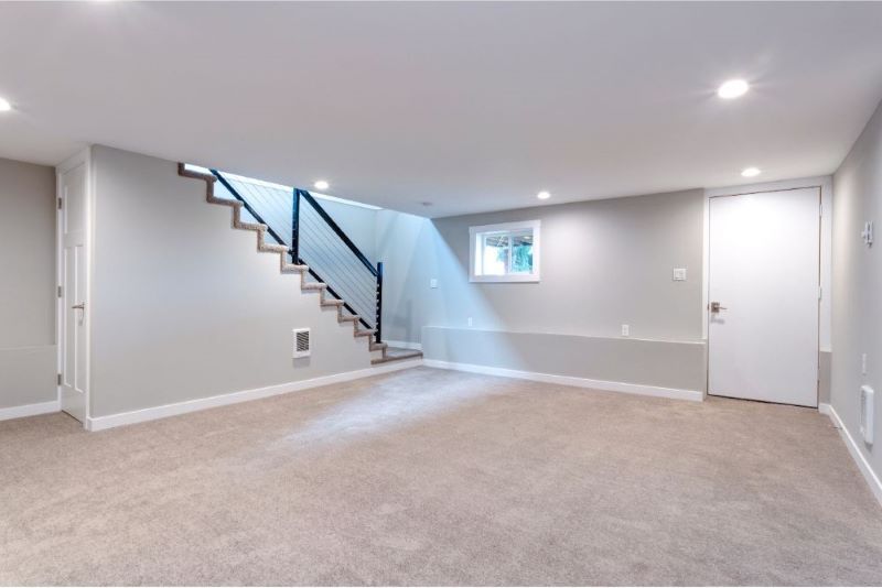 clean concrete floor in basement